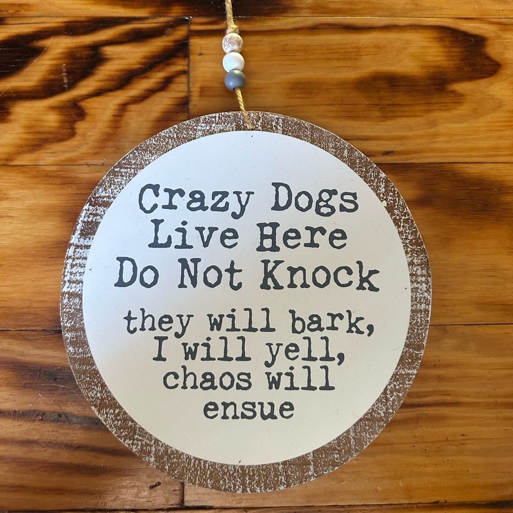 Round Dog Warning Sign